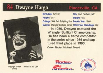 1991 Rodeo America Set B #84 Dwayne Hargo Back